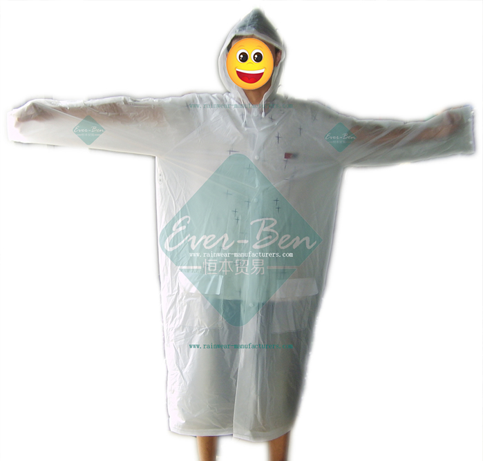 Long Size PVC Raincoat-Transparent White Mens PVC Raincoat